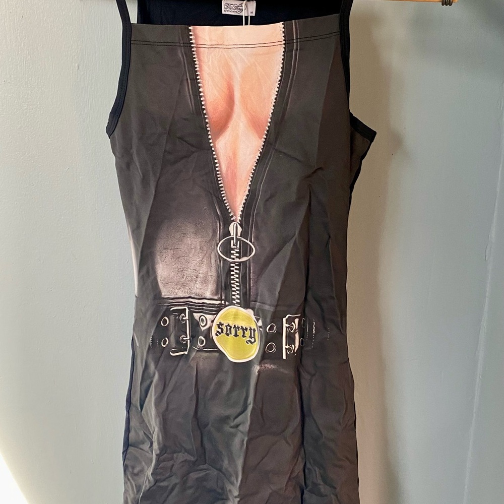 I’m Sorry by Petra Collins - Black Graphic Dress with Zipper Print